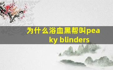 为什么浴血黑帮叫peaky blinders